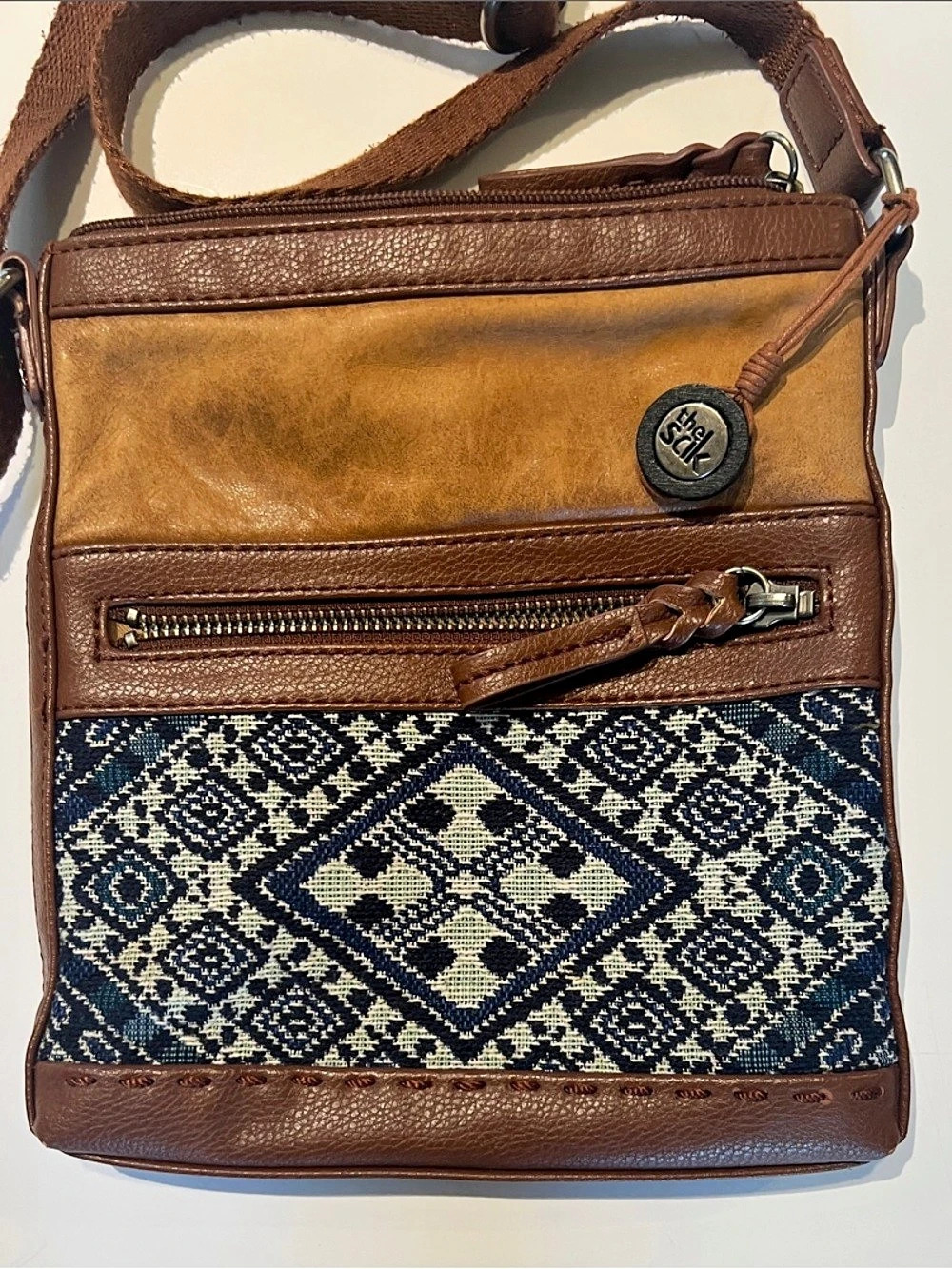 The Sak Crossbody Bag Geometric Brown & Blue